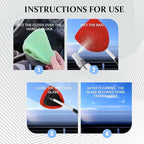 19" Extra-Long Windshield Cleaner Tool, Auto Glass Wiper Brush Kit | Car Interior Detailing Cleaning Kit with Extendable Handle and 4 Reusable Microfiber Pads, Car Window Cleaner, for Cars