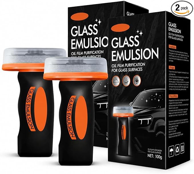 Oil Film Cleaning Brush for Car Windows，2026 Upgraded Clear Vision Windshield Cleaner with Anti-Rain Coating, Improving Clarity & Safer Driving (2 PCS)