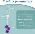 Bling Diamond Heart Car Interior Accessories, Mirror Hanging Ornament for Women, Love Heart & Pink Plush Ball Decor Ornament Pendant, Hanging Decoration Charm Pendant (Purple)