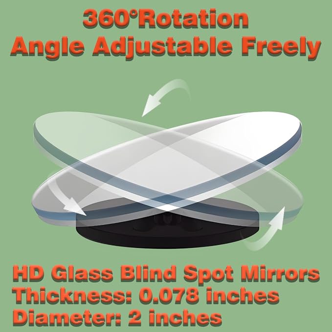 Blind Spot Mirrors 4 Pack HD Frameless Convex Mirrors for Wide Angle Side View Blind Spot Coverage