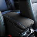 Car Armrest Storage Box Mat, Fiber Leather Car Center Console Cover, Car Armrest Seat Box Cover Accessories Interior Protection for Most Vehicle, SUV, Truck, Car (Black/Blue)