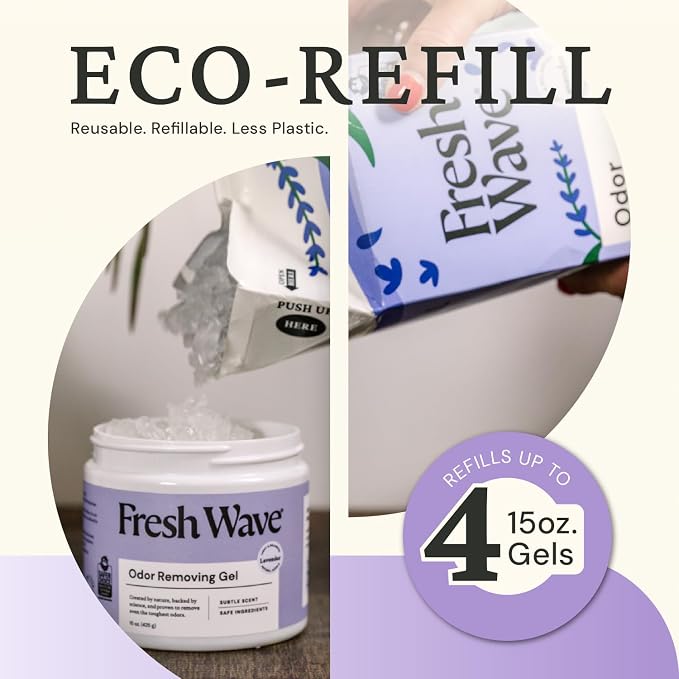 Lavender Odor Removing Gel, 15 oz. | Odor Absorbers for Home | Safer Odor Relief | Natural Plant-Based Odor Eliminator | Every 15 oz. Lasts 30-60 Days | for Cooking, Trash & Pets