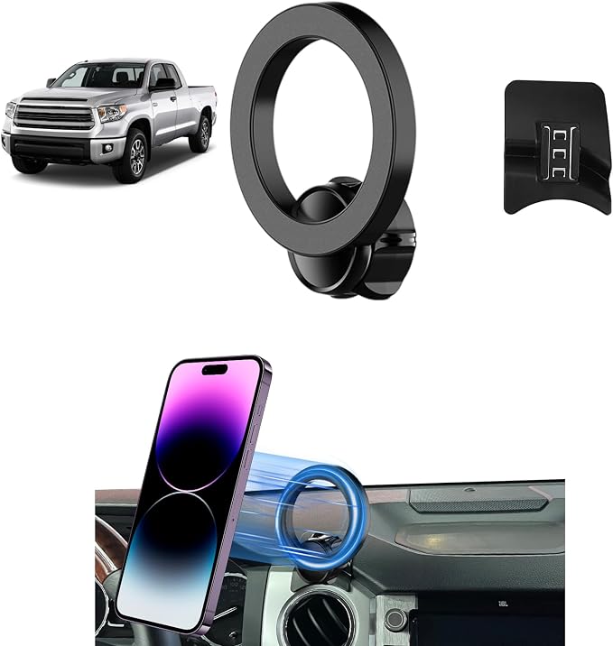 PZK Car Phone Mount for Toyota Tundra 2014-2021 Accessories Custom Air Vent | Magsafe Magnetic Car Phone Holder for Tundra Fixed Clip Hands Free 360° Rotation Cell Phone Cradles Fit All Smartphones