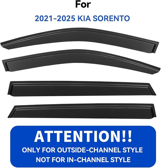Window Visors Rain Guards Shield for 2021 2022 2023 2024 2025 2026 Kia Sorento, Out-Channel Window Vent Wind Deflectors Visors Shades for 21-26 Sorento