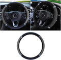 15 Inch Bling Soft Leather Car Steering Wheel Cover, Grey | Colorful Rhinestones Design, Auto Elastic Protector for Women Girls, Crystal Diamond Car Accessories for Most Cars, SUVs