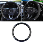 15 Inch Bling Soft Leather Car Steering Wheel Cover, Grey | Colorful Rhinestones Design, Auto Elastic Protector for Women Girls, Crystal Diamond Car Accessories for Most Cars, SUVs