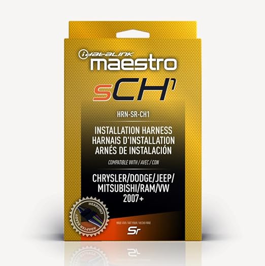 Maestro HRN-SR-CH1 T-Harness for Select Chrysler, Dodge, Jeep, RAM Vehicles 2007-20, replace factory radio while retaining steering wheel controls & use of amp (ADS-MSR module also required)