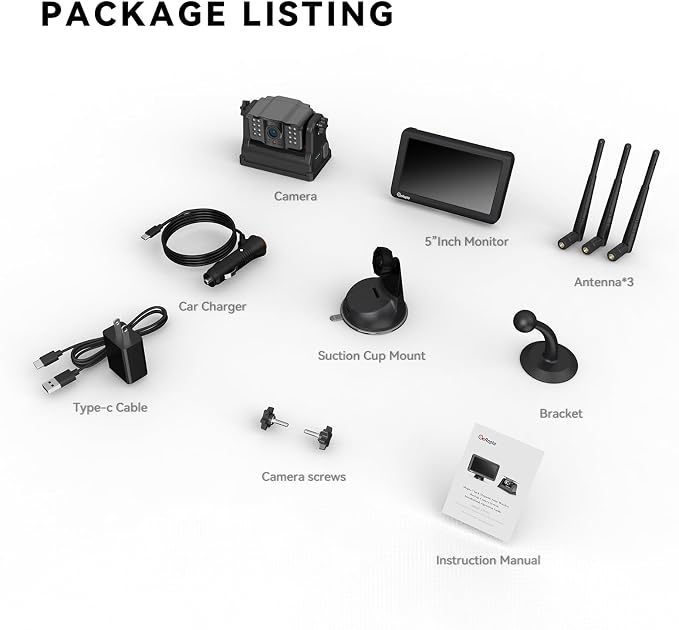 Wireless Backup Camera Magnetic: 5” Portable, 1-Min Install-Free Trailer Backup Camera with FHD1080P, Infrared Night Vision, 150° Wide-Angle View for Trailer/RV/Truck/Car/Tractor ACT501