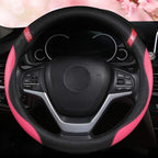 Universal Leather Steering Wheel Cover for Women Steering Wheel Cover for Car 15 inch (Rose)