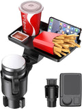 Cup Holder Tray, Detachable 360° Rotatable w/Phone Mount, Fits 2.6‑3.9 Inch | Car Cup Holder Long Road Trip Essentials Travel Patrol Accessories Drink Holder Organizer for Semi Truck Rv