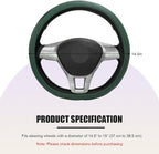 Car Steering Wheel Cover, Leather Breathable Ice Silk Auto Wheel Wrap with Anti-Slip Lining, Scratch-Resistant Elastic Protector Fit for 14.5-15 Inch Steering Wheels (Green)