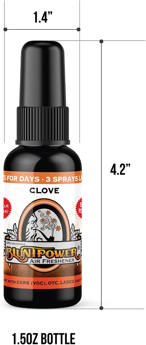 Clove Concentrated Air Freshener for Room and Car - Oil-Based Diffuser Spray Bottle - Long-Lasting Bathroom, Car Freshener & Odor Eliminator (1 Pack)