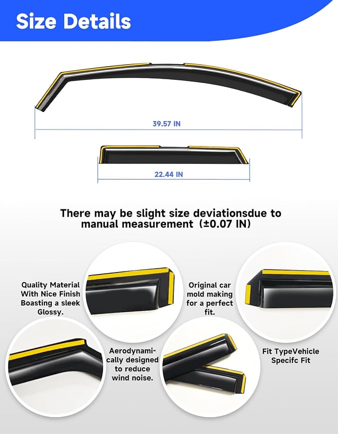 in-Channel Rain Guards Fit for Hyundai Santa Cruz 2022 2023 2024 2025 2026, Window Rain Guards Visors Vent Visors Window Deflector Vent Shades Car Accessories -4 pcs