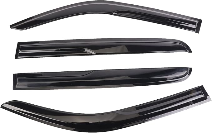 Black Outside Mount Window Rain Guards Compatible with 2019-2023 Dodge RAM 1500 Crew Cab,Durable Window Visor Deflectors