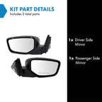 2 Piece Driver and Passenger Side Mirror Assembly Set Electric Adjustment Non-Heated No Memory Black Compatible with 2008-2012 Honda Accord US Built Sedan HO1320230 HO1321230