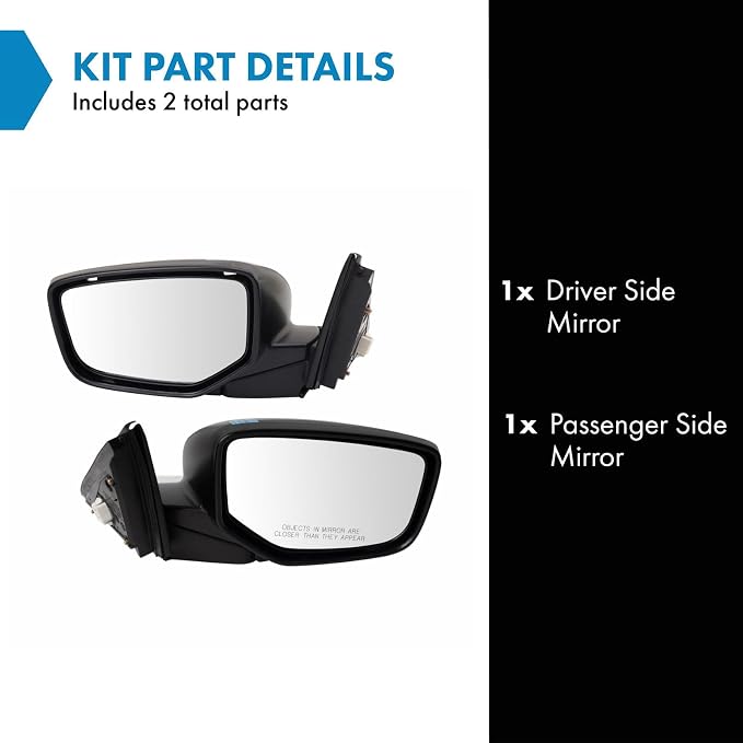2 Piece Driver and Passenger Side Mirror Assembly Set Electric Adjustment Non-Heated No Memory Black Compatible with 2008-2012 Honda Accord US Built Sedan HO1320230 HO1321230