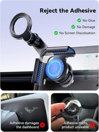 Car Phone Mount for Tesla, Strongest Magnetic [No Glue Required], 2025 Upgrade Phone Holder for Tesla Model 3/ Y/Cybertruck Accessories, Fits for All iPhone & Android Phones