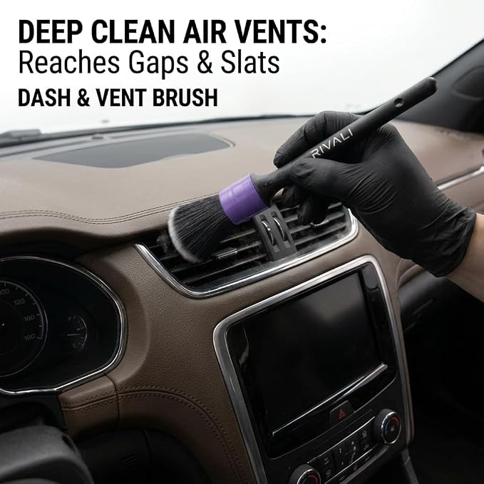 Car Care Premium 5-Piece Interior Detailing Brush Set - Ultra Soft Scratch-Free Brushes for Leather, Alcantara, Dashboards, Air Vents & Screens - Professional Car Interior Cleaning Kit