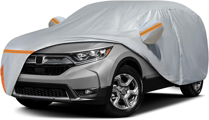 Waterproof Car Cover for 2002-2026 Honda CRV CR-V, Custom-fit All Weather Sun Rain UV Dust Snow Protection Windproof Outdoor Indoor CRV Car Cover with Door Zipper and Cotton Lining-Gray