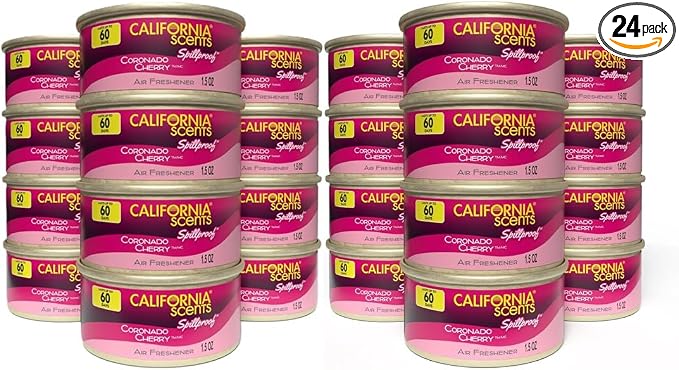 Can Air Freshener and Odor Neutralizer by, Set of 12 Spillproof Cans for Home and Car, Coronado Cherry, 1.5 Oz Each (Pack of 24)