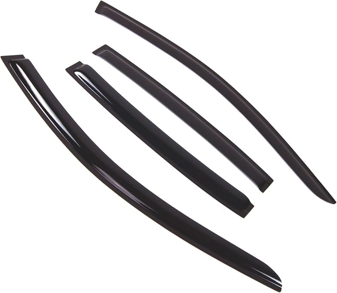 WD2-637 Dark Smoke 4 Pcs Set Window Visor (Outside Mount) Deflector Rain Guard Compatible with 2013-2017 Honda Accord Sedan