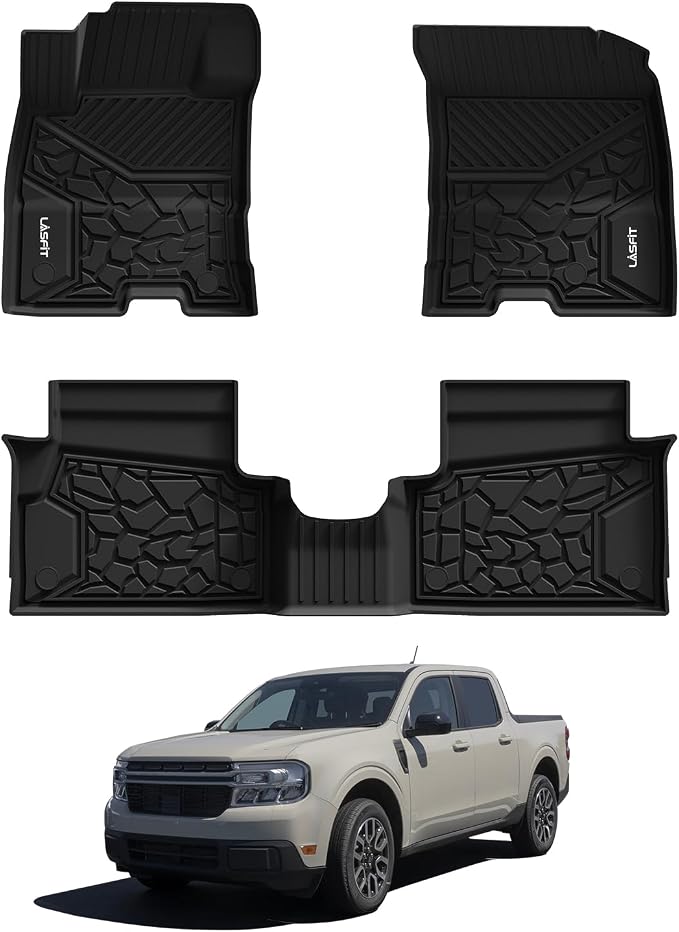 Floor Mats for Ford Maverick 2026 2025 2024 2023 2022 (Hybrid Models Only) All Weather Car Mats TPE Truck Liners Vehicle Accessories for Ford Maverick - 1st & 2nd Row, Black