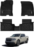 Floor Mats for Ford Maverick 2026 2025 2024 2023 2022 (Hybrid Models Only) All Weather Car Mats TPE Truck Liners Vehicle Accessories for Ford Maverick - 1st & 2nd Row, Black