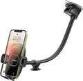 14'' Gooseneck Car Phone Holder,Heavy Duty Phone Holder for Truck, [Flexibile Long Arm] [Anti Shake stabilizer] Windshield Car Phone Mount Suction Cup,Fit for iPhone, Samsung (Mirror Black)