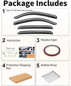 Extra-Thick Window Rain Guards Fit for Toyota Tacoma 2005-2015 Double Cab Rain Guards Tape-on Side Window Deflectors Visors Truck Vent Visors Vent Shades Car Accessories