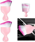 2 PCS Car Detailing Brush, Curved Soft Bristles Auto Removal Dust Collectors, Universal Vehicle Dashboard, Air Conditioner Vents etc Interior Cleaning Tool Accessories (Pink/White/Red)