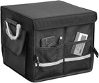 Car Trunk Organizer with Lid, Multi-Compartment Waterproof Vehicle Trunk Storage Box with Reinforced Handle, Foldable Automotive Cargo Container Organizer, Universal for Vehicles