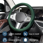 Car Steering Wheel Cover, Steering Wheel Accessories, Universal 15 Inch Microfiber Breathable LCE Silk, Car Accessories Breathable Anti-Slip Protector Universal for SUV Sedan Truck (Green)