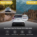 Front 2K+Rear 1080P Dash Cam Adapts for Honda CR-V 2023-2026 Hybrid (Grey), OEM Factory Style, Dual HD Video, WiFi & APP, Loop Recording, Collision Detection, Easy to Operate, 64GB Card