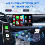 Mini Ultra 2-in-1 Wireless Android Auto for Android 11+ & Wireless CarPlay Adapter for iOS 10+, USB-C/A, Plug & Play, Low Latency, Mini USB Design for OEM Cars, Dark Blue