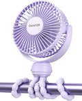 Mini Electric Fan with 360 Rotation, 5.5mm Gaps, Rechargeable Battery, 3 Speeds, Purple