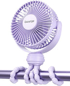 Mini Electric Fan with 360 Rotation, 5.5mm Gaps, Rechargeable Battery, 3 Speeds, Purple