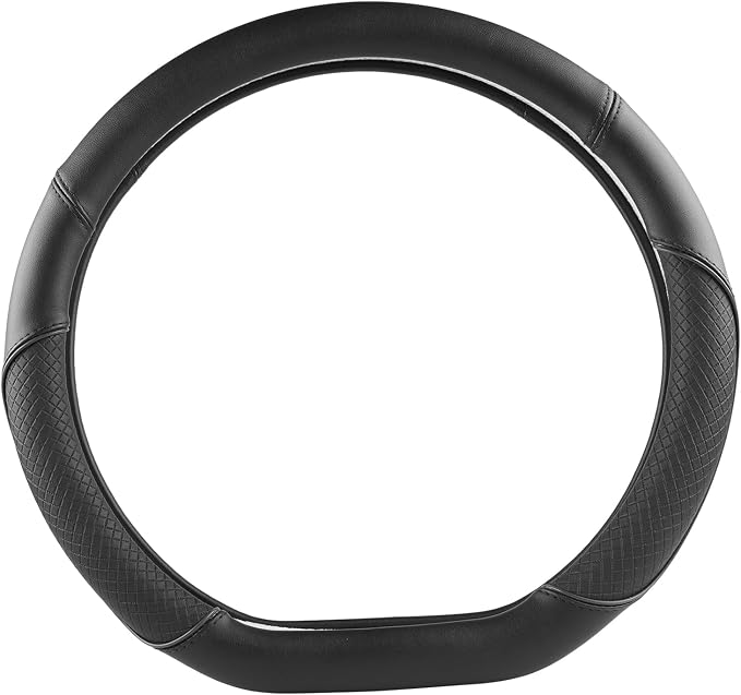 D Shape Steering Wheel Cover for Nissan Rogue Kicks - Auto Car Steering Wheel Cover Customized for Nissan Altima Sentra(Black+Black Line-D-Shaped)