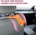 4PCS Bling Car Seat Headrest Hook, Crystal Rhinestone Backseat Hanger Organizer for Purse Handbag Umbrella, Shiny Auto Interior Seat Back Storage Holder Hook, Universal Fit (Orange)