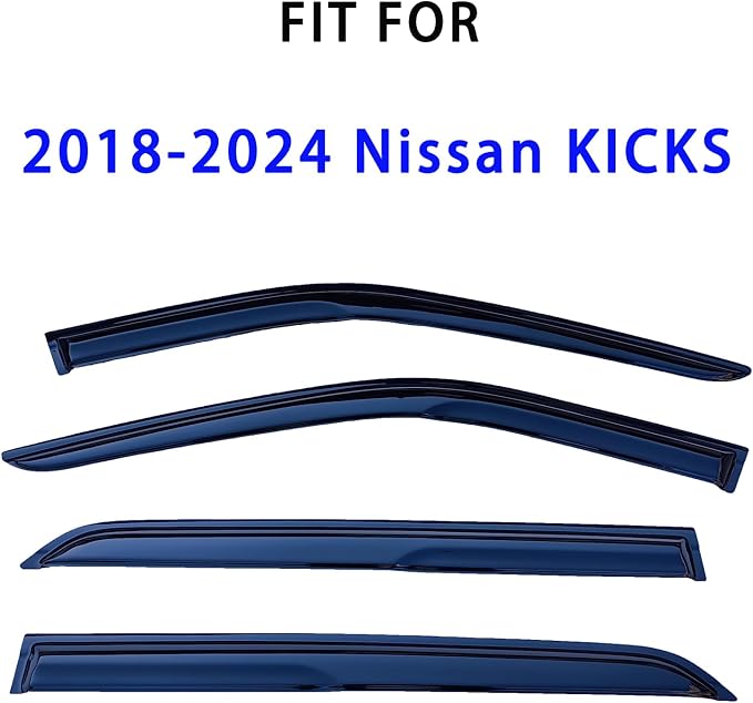 Tape On Rain Guards Window Visors for 2018-2024 Nissan Kicks,Window Vent Wind Deflectors Visors Shades for 18-24 Kicks,Car Accessories,Vent Visors,Weatherproof & Easy Installation