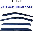 Tape On Rain Guards Window Visors for 2018-2024 Nissan Kicks,Window Vent Wind Deflectors Visors Shades for 18-24 Kicks,Car Accessories,Vent Visors,Weatherproof & Easy Installation