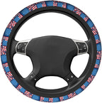 Blue American Flag Patriotism Steering Wheel Cover Car Accessories Cute for Women Girls Girly Universal 15 Inch Neoprene Auto Interior Decor Anti Slip Car Truck Protector