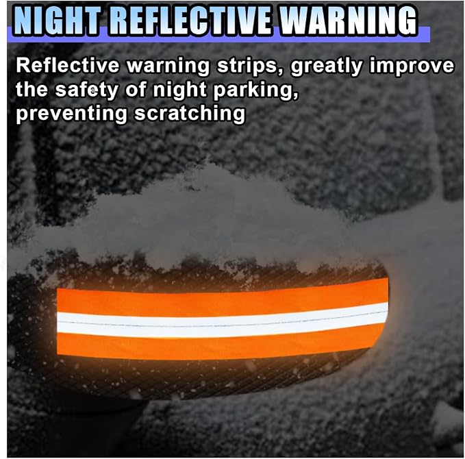 Car Windshield Ice Snow Cover with Magnetic Edges, Heavy Duty Oxford Fabric Windscreen Protector Cover with Side Mirror Covers, Winter Waterproof Frost Cover for Car Truck SUV RV (Orange)