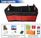 Car Trunk Organizer, Large Capacity Oxford Cloth Car Storage Box, Collapsible Multi-Compartment Organization Container, Waterproof Auto Interior Storage Accessories (Red)