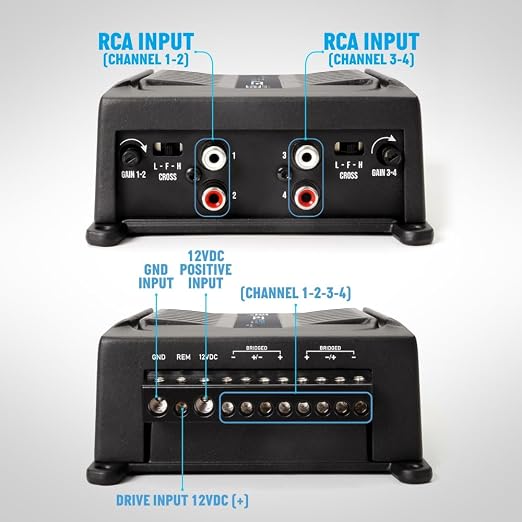 Banda Audiopart BD-800.4, Full Range 4 Channel Car Audio Amplifier - 800W RMS at 2 Ohm, Multi-Speaker Systems, Compact Design for Door Speakers
