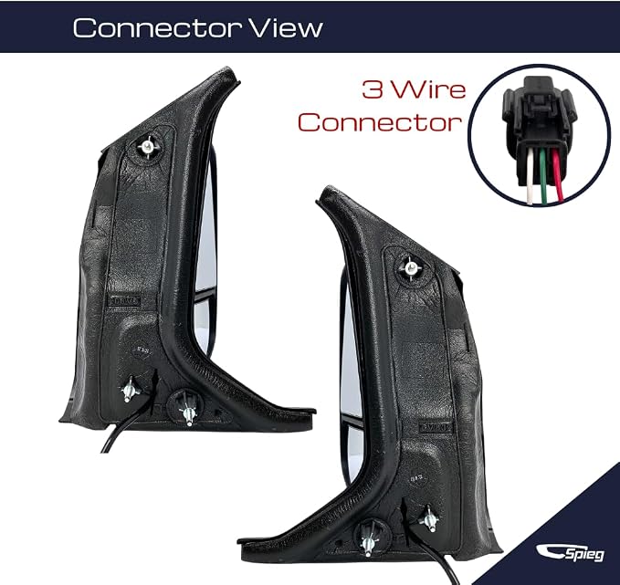 Side Mirror Set for 2015-2019 Ford Transit 150 250 350 HD Cargo Van | Pair Side View Mirror Assembly with Power Adjustment Non-Heated Short Arm | Textured Black 6 Pins FO1320551 and FO1321600