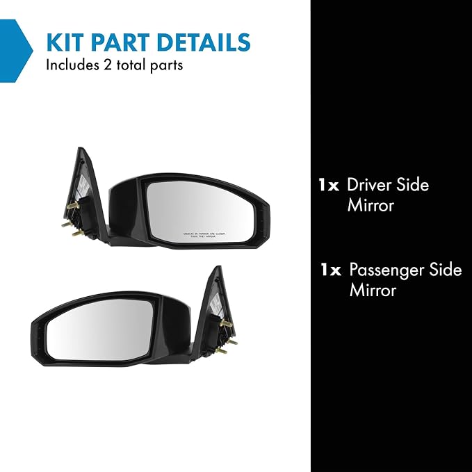 2 Piece Driver and Passenger Side Mirror Assembly Set Electric Adjustment Heated No Memory Black Compatible with 2003-2009 Nissan 350Z NI1320209 NI1321209