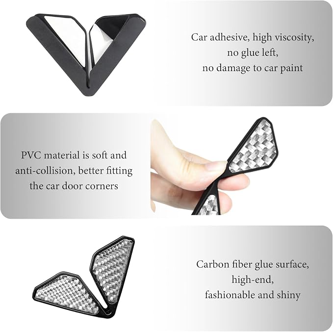 2PCS Car Door Protector Edge Guards, Carbon Fiber Anti-Collision Auto Door Corner Protector, Anti-Rub Trim Sticker Front Do or Corner Decoration for Cars Trucks SUVs (Silver)