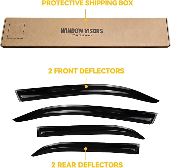 Window Visors for Toyota Camry 2012-2017, Rain Guards Shields Vent Deflector Shade Dark Smoke 2013 2014 12 13 14, Tape-On, 4PCS