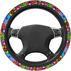 Hippie Flower Steering Wheel Cover Car Accessories Cute for Women Girls Girly Universal 15 Inch Neoprene Auto Interior Decor Anti Slip Car Truck Protector