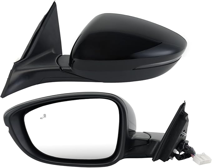 Left Driver Side Mirror Compatible with 2018-2022 Honda Accord Power Glass | Heated | with Blind Spot |with Turn Signal | Manual Folding Repalces HO1320330 (8Pins-Black)
